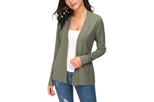 EXCHIC Mujeres Ligero Manga Larga V Cuello Frente Abierto Punto Cárdigan