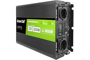 Convertitore di tensione LCD Green Cell 2000W/4000W da 12V a 230V Convertitore di tensione sinusoidale pura Convertitore inverter PowerInverter Convertitore CA CC Caricatore per auto per roulotte