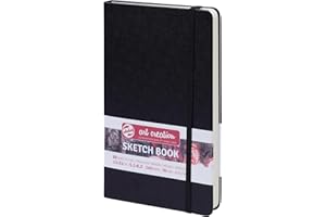 Talens Art Creation Skizzenbuch Schwarz | 13 x 21 cm, 140 g, 80 Blatt | Hardcover Skizzenbuch für Bleistift, Pastell, Tinte, Gouache