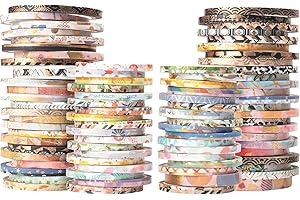 YUBX Extra Delgado Washi Tape Set Patrones aleatorios 80 rollos+ Lámina de oro Súper Flaco cinta adhesiva decorativa Washi Glitter Adhesivo de Cinta Decorativa para DIY Crafts Scrapbooking