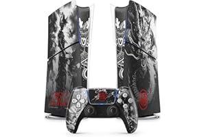 FFrame Adesivo PS 5 Guerriero Dragon, adesivo per PS 5 Manga, Console e Controller, edizione Slim Digitale, Skin Guerriero PS 5 (1 Controller)