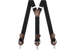Kohentact Braces for Men with Clip and Button Attachment Options, Includes 6 Buttons, 1.4 Inch Width Y-Shape for Heights up to 6'7", Stainless Steel, XL Elasticity Adjustment Suspenders