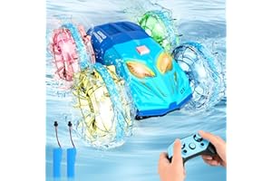 SIVQIKE Amphibious Vehicle Remote Controlled Car - 4WD Waterproof RC Stunt Car with LED Light, 360° Rotation, Radio Controlled Toy for Children (6-12 Years), Gift for Christmas and Birthday, Indoor and