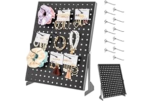 ODOXIA Peg Board | Stecktafel Display Ständer als Verkaufsständer, Stecktafel Wand Organizer, Lochplatte Büro, Schmuck Verkaufsständer usw. | Pegboard Set mit Pegboard Zubehör Haken schwarz, Steckwand