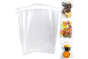 MILRO Self Seal Clear Cellophane Bags Pack of 50 (5 x 7 Inches) Food Safe Crystal Clear Cookie Bags, Self Seal Clear Bags for Biscuit, Sweets, Cards, Jewelry, Gift Bags for Birthday Party