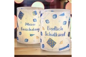 Kesote Einschulung Deko 8 Windlicht Deko Mädchen Schulanfang Junge Endlich Schulkind Meine Einschulung Tischdeko Blau Windlichter für Teelichter Kerzen
