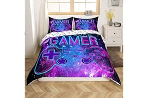 Tbrand Jungen Gamepad Betten Set Galaxis Gamer Bettwäsche Set 135x200cm Für Kinder Mädchen Sohn Videospiel Bettbezug Set Weich Starry Sky Decor Reißverschluss