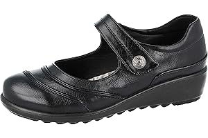 YINKA SHOES Ladies Black PU Faux Leather Slip On Loafers Mary Jane Low Wedge Heel Office Work School Shoes Size 3-8
