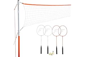 Franklin Sports Badminton Net Sets - Outdoor Backyard + Beach Badminton Net + Equipment Set - (4) Rackets + (2) Birdies + Portable Net Included - Adults + Kids Set