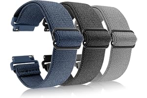 Amaxiu Rozciągliwy nylonowy pasek do zegarka, 22 mm regulowany, sportowy pasek do zegarka, pleciony pasek do zegarka dla mężczyzn, kobiet, kompatybilny ze smartwatchem, czarny+ciemnoniebieski +szary