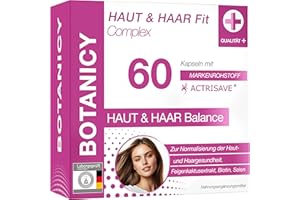 BOTANICY Kompleks FIT do skóry i włosów, naturalna pomoc dla skóry i włosów, w przypadku problemów hormonalnych, takich jak trądzik, pryszcze i wypadanie włosów, z Actrisave, dla mężczyzn i kobiet (60 kapsułek