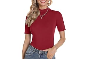 Totatuit Magliette Donna Estive Manica Corta T-Shirt Elegante Dolcevita Maglietta Top a Collo Alto Lupetto Casual Pullover di Base Slim Fit Morbida Sexy