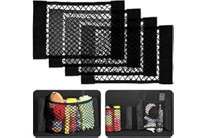 LIFEANT Confezione da 4 borse a rete per bagagliaio auto, rete organizer per borse a rete universale 40x25 cm con chiusura in velcro rete portabagagli seggiolino auto