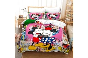 DDONVG Juego de Ropa de Cama Infantil de Cartoon Mouse, Ropa de Cama Infantil, Cartoon con Funda de Almohada, Estampado 3D, Microfibra Multicolor (14,140 x 210)