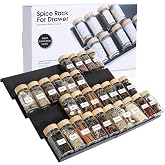 AiQInu Especiaria para gavetas de 8 peças, organizador de gavetas de especiarias, prateleira de especiarias extensível de 23