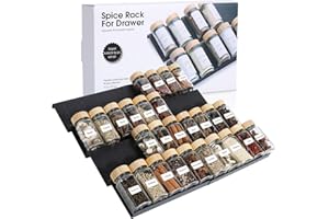 AiQInu Especiero para Cajones 8 Piezas, Organizador de Cajones de Especias, Estante Especias Extensible de 23 a 46 cm, para Almacenamiento de Cocina, Encimera, Armario, Estante
