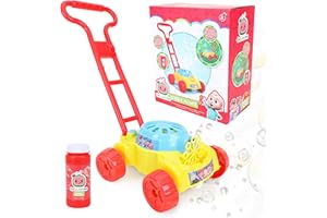 Toyland® Cocomelon Lawn Bubble Mower - Push Along Toy Lawnmower With Bubble Machine - Battery Operated - Outdoor Toys & Garden Play - Bubble Toys