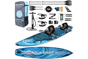 Aqua Spirit SUP Board Aufblasbares Stand Up Paddle Board 2025 | 320x81x15cm/457x91x15cm | Kompletter Satz mit Paddel, Rucksack, Pumpe und weiterem Zubehör