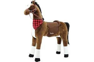 Sweety Toys 7455 Plüsch Stehpferd Sicherheit ! CHIKO Plüsch stabiles Robustes XXL Riesenpferd Höhe 125 cm Pferd Reitpferd Chocolate mit Stahlunterbau Keine STYROPORFORM- sehr robust, KEIN Wackeln