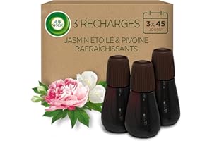 Air Wick Recharges Diffuseur d'Huiles Essentielles Essential Mist Parfum Jasmin/Pivoine 20 ML, Lot de 3