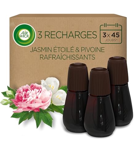 SCENTORINI Desodorisant Maison Recharge Pour Diffuseur De Parfum D'Intérieur, 19MLx3 Recharges Parfum Lin, Convient Pour Air Wick Et Pour Glade Desodorisant Maison Diffuseur Electrique