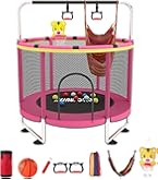CZCPARY Trampolín Infantil Para Niños, Trampolín De Interior Para Niños, Con Canasta De Baloncesto, Columpio, Anillo De Tracción, Adecuado Para Interiores Y Exteriores, Adecuado Para Niños, Regalos De