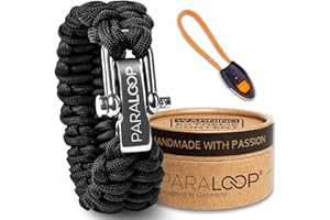 Paraloop® ORIGINAL | Bracelet Paracord pour Homme + Pendentif avec Sifflet | Tressé à la Main | Dans un Coffret Cadeau | Boucle en Acier Inoxydable | Bracelets pour Homme