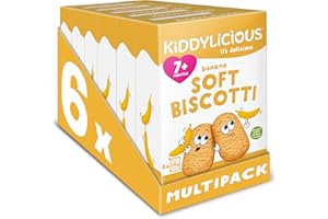 Kiddylicious Banana Biscotti - Yummy Baked Snacks for Kids - Suitable for 7+ Months - 36 Packs (6x6)