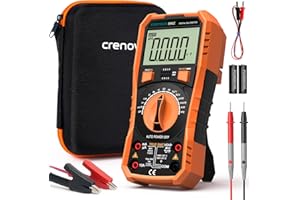 Crenova Digital Multimeter, 6000 Counts Multi Testers, Auto-Ranging TRMS Voltmeter Ohmmeter, Measures Voltage Current Capacitance Diodes Continuity Resistance Transistor hFE Temp with Probes (Black)