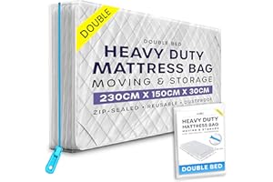 VOLILA Bolsa de Almacenamiento para Colchón Matrimonial con Cremallera - 1 Unidad de Funda Impermeable para Colchón para Mudanzas - Bolsa para Proteger Colchones de Manchas, Polvo y Daños por Plagas