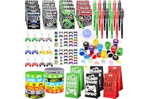 Latocos 74 Videospiel Party Mitgebsel Jungen Kindergeburstag mit Unsichtbare Tinte Stift Notizbuch Stempel Videospiel Controller Schlüsselanhänger Tattoo Geschenktasche Video Gamer Spiel Gastgeschenke