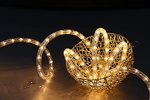 ‎LEDZEIT LEDZEIT - Professional Series - LED Rope Light 5 m, Outdoor and Indoor Light Strip, Warm White, 230 V, 30 LED/M, 13 mm, Waterproof IP65, Dimmable, Can be Shortened, Expandable, Garden, Room,