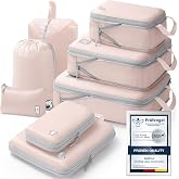 Suitcase Organizer,Set 8 Compression Packing Cubes,Waterproof Travel Organizer Bags