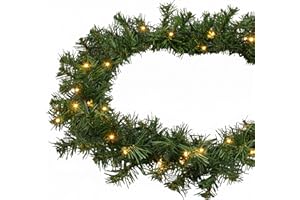 ‎SPETEBO Spetebo Weihnachtsgirlande grün mit 70 LED Lichterkette warmweiß für Außen - 540 cm - Kunst Tannengirlande beleuchtet mit Timer batteriebetrieben - Garten Deko Girlande Weihnachten Advent Beleuchtung