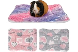 GSrenyu 3 Packs Small Animal Bed Mat Guinea Pig Bed, 32x25 CM Washable Warm Fluffy Hamster Beds Guinea Pig Beds Mat Puppy Blanket for Rabbit Hamster Bunny Sleeping
