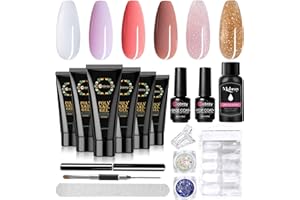 Mobray Poly Unghie Gel, Kit Unghie Estensione Rosa Trasparente, Gel Ricostruzione Unghie 15g, Con Soluzione Slip 30ml 8ml Lima Per Unghie Base E Top Coat E Penna Unghie
