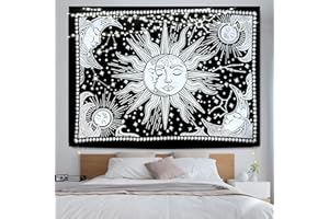 INDIAN CRAFT CASTLE ICC Poster Wall Hanging Tapestries Tapestry Bohemian Decoration Psychedelic Hippie Large Vintage Gift Wall Hanging Dorm Decor Blanket Hippy Rasta Reggie Collage Mat Decoration (Black White)