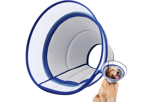 Collerette Chien, Collerette pour Chien Anti Lechage et Grattage, Collerettes Souple Transparente pour Chiens, Ajustable Collier de Récupération Chiens, Cône de Cicatrisation Respirant (Gray, Size 8)