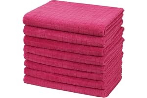 gryeer Microfibre Tea Towels, Soft, Super Absorbent and Lint Free Kitchen Towels, 45 x 65 cm, Pack of 8, Pink