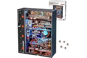 ROBOTIME 3D Puzzle Erwachsene Murmelbahn Letzte Stadt Modellbausatz Bausatz, Kugelbahn Technische LED Leuchtendes Dunkel, Gaming Schreibtisch Dekor Geschenke für Männer, MR01S