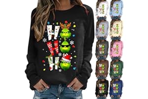 RUITOTP Pull Noël 𝑮𝒓𝒊𝒏𝒄𝒉 Costume Femme Manches Longues Col Rond Rigolo Noel Pull Christmas Pull Noël Femme Drole Sweatshirt De Noël Femme Femme Sweat Pull De Noël Femme Grande Taille