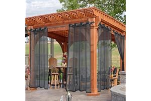 SK Studio Outdoor Vorhang Transparent Wasserdicht Voile Gardinen Outdoorvorhänge mit Ösen für Gartenlaube Balkon Terrasse Pavillon, 1 Stück Grau, 132x183cm