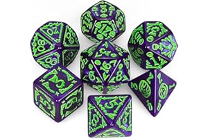 QMAY DND Dice Polyhedral Dice Set – 7 pezzi per Dungeon and Dragons MTG RPG D&D D20, D12, D10, D%, D8, D6, D4 (Lilla Halloween)