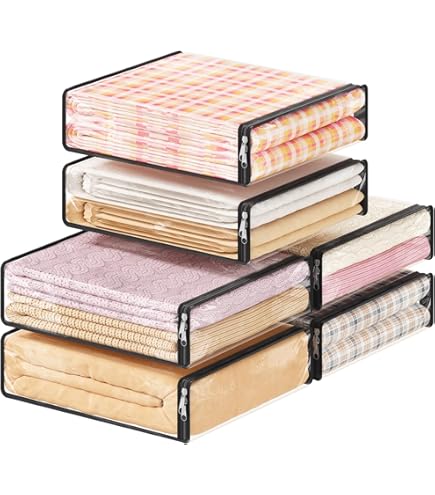10 Sacchetti Portaoggetti Trasparenti Con Cerniera - 22L, 45x35x13 Cm - Per Coperte, Vestiti, Biancheria - Organizer Per Armadio