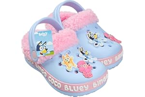Bluey Zuecos Niña y Bebé con Forro de Invierno y Detalles Decorativos, Bingo Zapatos Antideslizantes sin Cordones con Correa