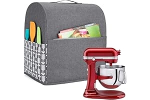 Yarwo Housse de Protection pour KitchenAid Robot, Housse de Protection Anti-Poussière pour KitchenAid, Convient pour tous les batteurs sur socle de 5,7 et 7,6 litres(Grand, Gris avec Motif de Flèche)