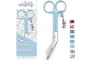 Nurse Life Tijeras Enfermeria Punta Roma - Ideal para Porta tijeras Enfermeras con Apuros - Punta Redonda Profesional - Primeros Auxilios - Tijeras Pico de Pato Enfermeria (Cian)