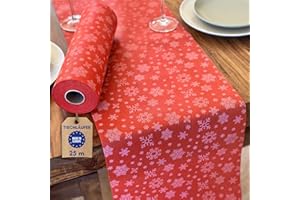 NATUARTE, Tischläufer Weihnachten, 25 Meter x 30 Zentimeter, Vlies, Deko Tischband, Tischdekoration, Dekor Taufen Kommunionen Hochzeit Geburtstage, Tischläufer Rolle,Farbe rote und weiße