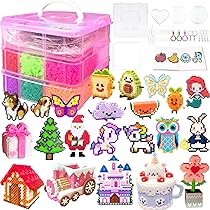 Aurinovellia - Kit Perles à Repasser 1200 Pièces (10 Mm) - 16 Couleurs Avec 12 Motifs Princesse - Pour Enfants Dès 3 Ans