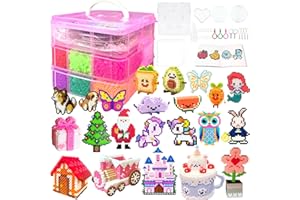 AJAZPER Set Perline da Stirare, 5MM 11000 Pezzi Perline a Fusione con Custodia, Pegboard, Guida Utente, Design gioielli, Decorazioni, Creativo Regali Compleanno Natalizio Fai-da-Te per Bambini (20 Colori)